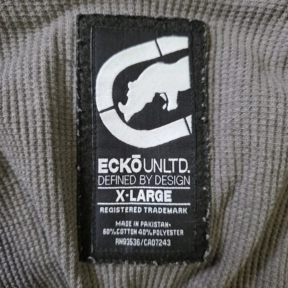 🦏 Ecko Unltd Gray Hooded Cardigan Sz XL - Picture 4 of 8